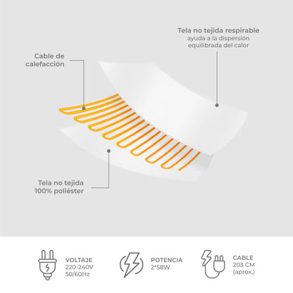 Calienta Camas Eléctrico Queen 4 Zonas