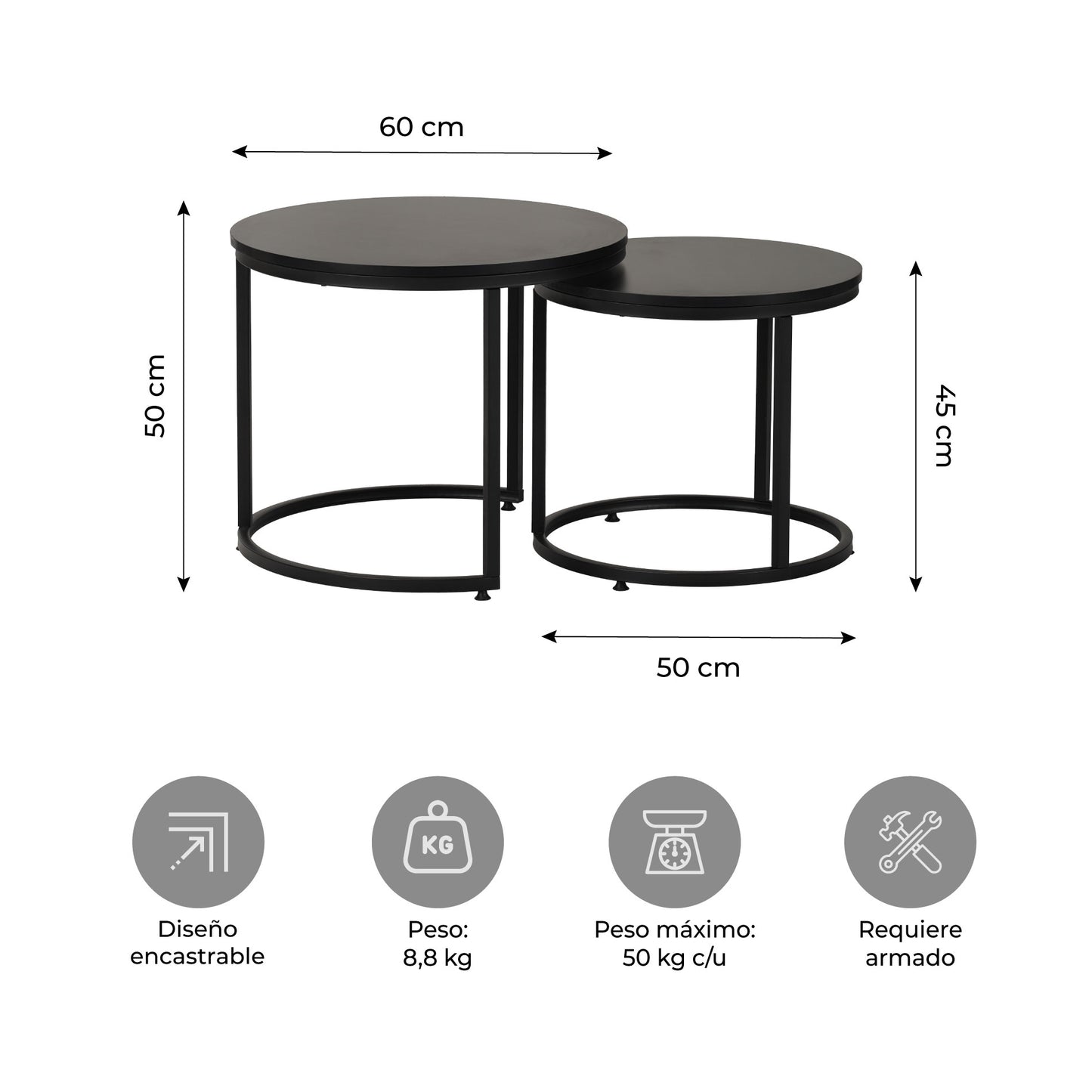 Set de Mesas de Centro Core Negras