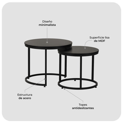 Set de Mesas de Centro Core Negras