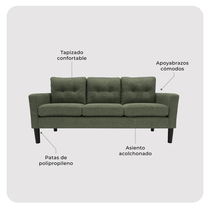 Sofá 3 Cuerpos Sutri Verde