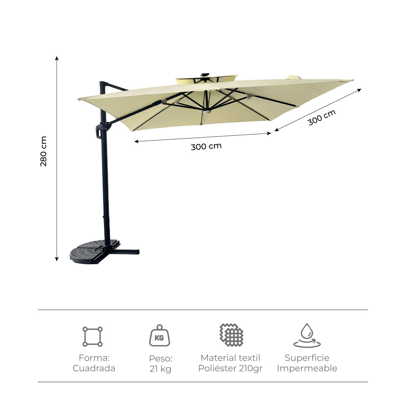 Quitasol Reforzado con Luces Bright Night