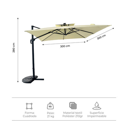 Quitasol Reforzado con Luces Bright Night