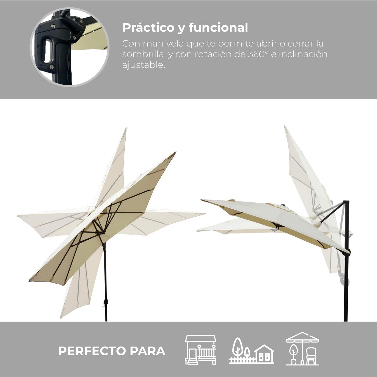 Quitasol Reforzado con Luces Bright Night