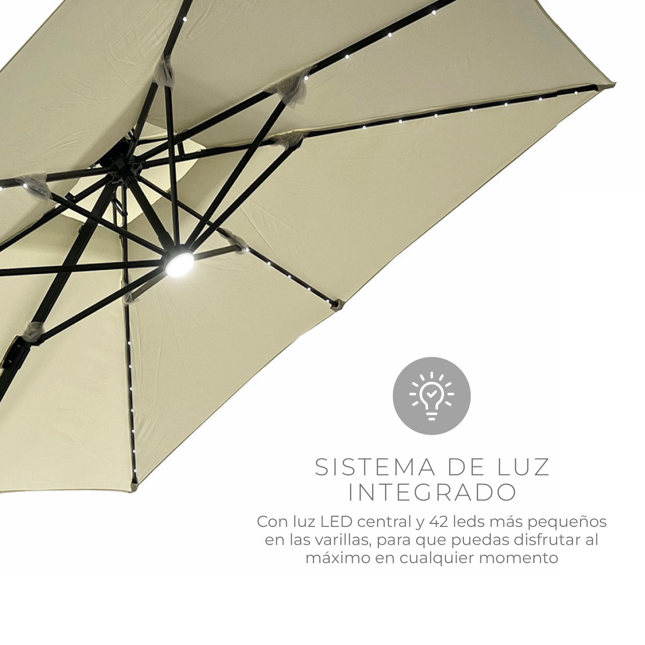 Quitasol Reforzado con Luces Bright Night