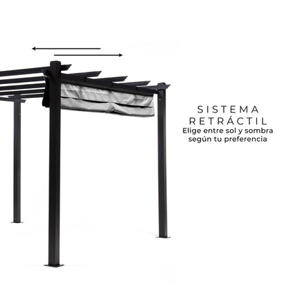 Pérgola Grey Shelter Retráctil 3x3 Mts
