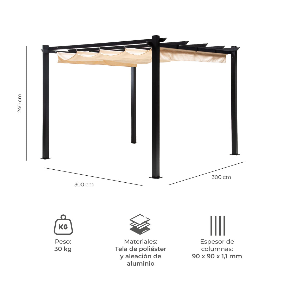Pérgola White Shelter Retráctil 3x3 Mts
