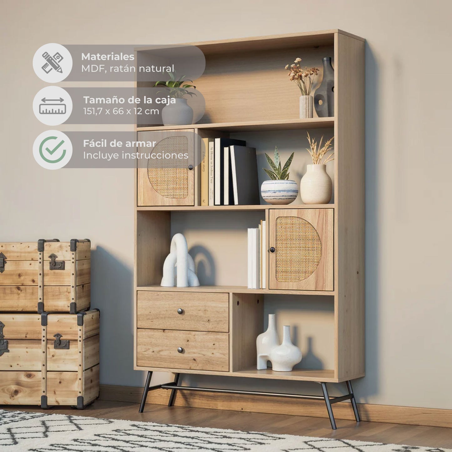 Librero de Ratán Jaipur