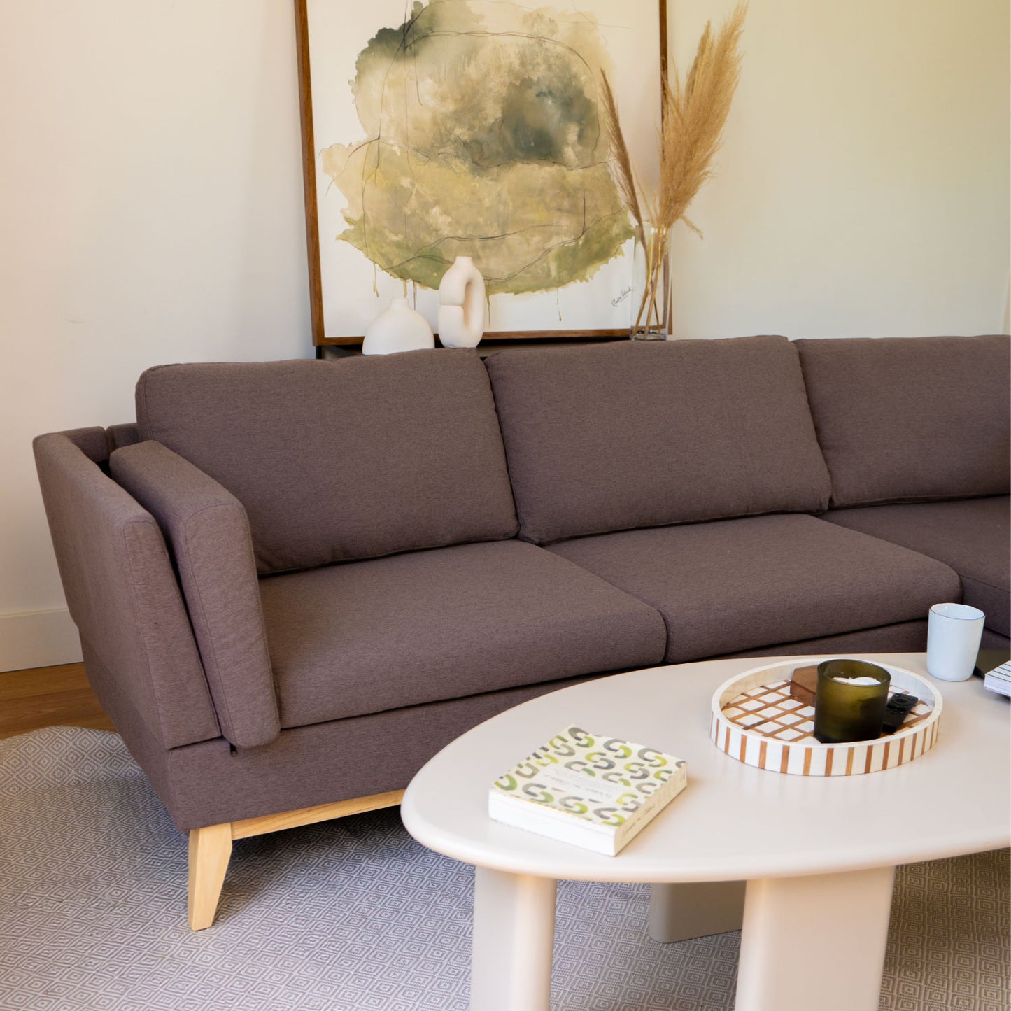 Sofá Seccional 3 Cuerpos Albano Café