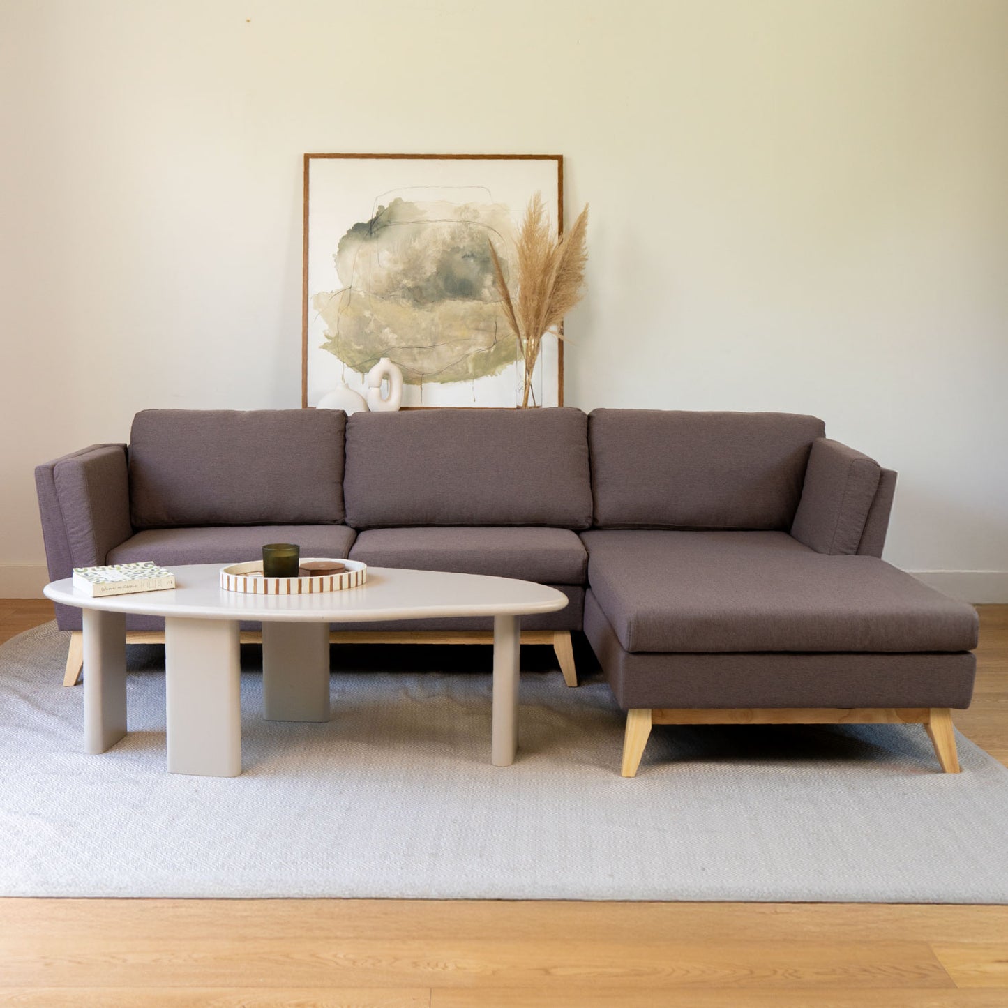 Sofá Seccional 3 Cuerpos Albano Café