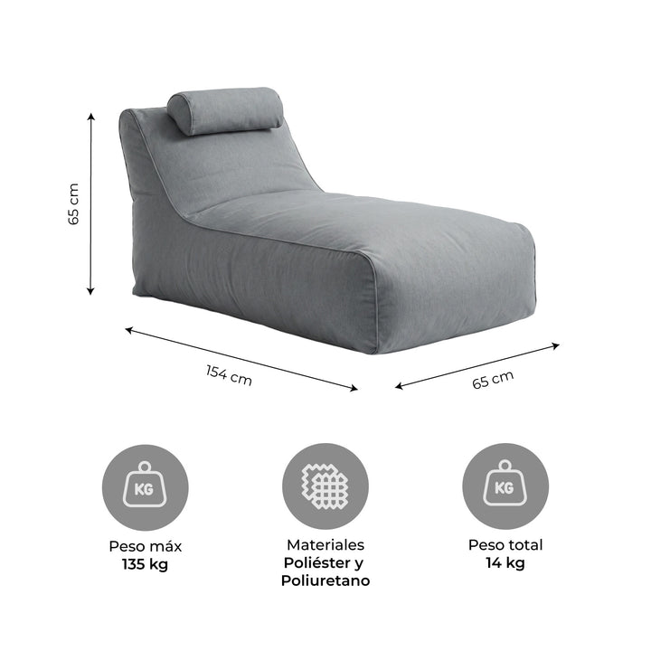 Sillón Pouf / Puff Largo Gris