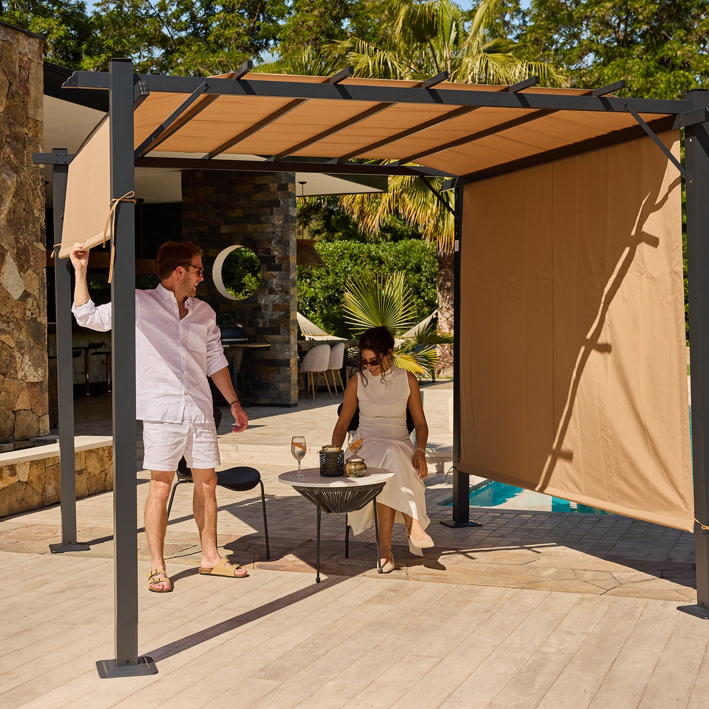 Pérgola con Pared Shelter Wall 3x3