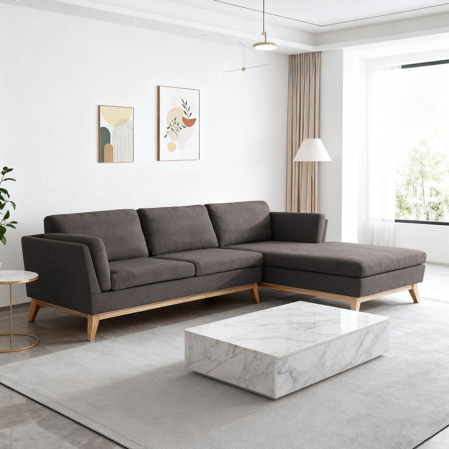 Sofá Seccional 3 Cuerpos Albano Café