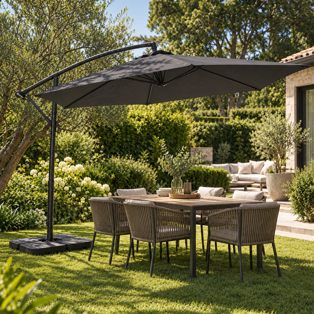 Quitasol Lateral con Base Solaris Gris