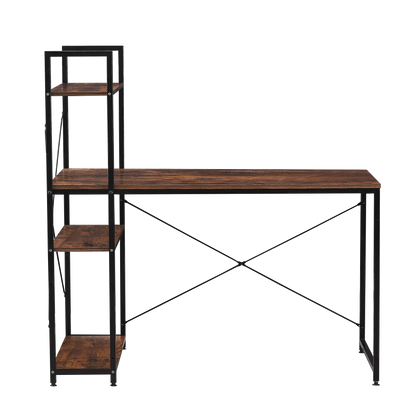 Escritorio Estilo Industrial con Estantería Lateral Desk 4 Caoba