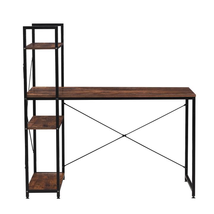 Escritorio Estilo Industrial con Estantería Lateral Desk 4 Caoba