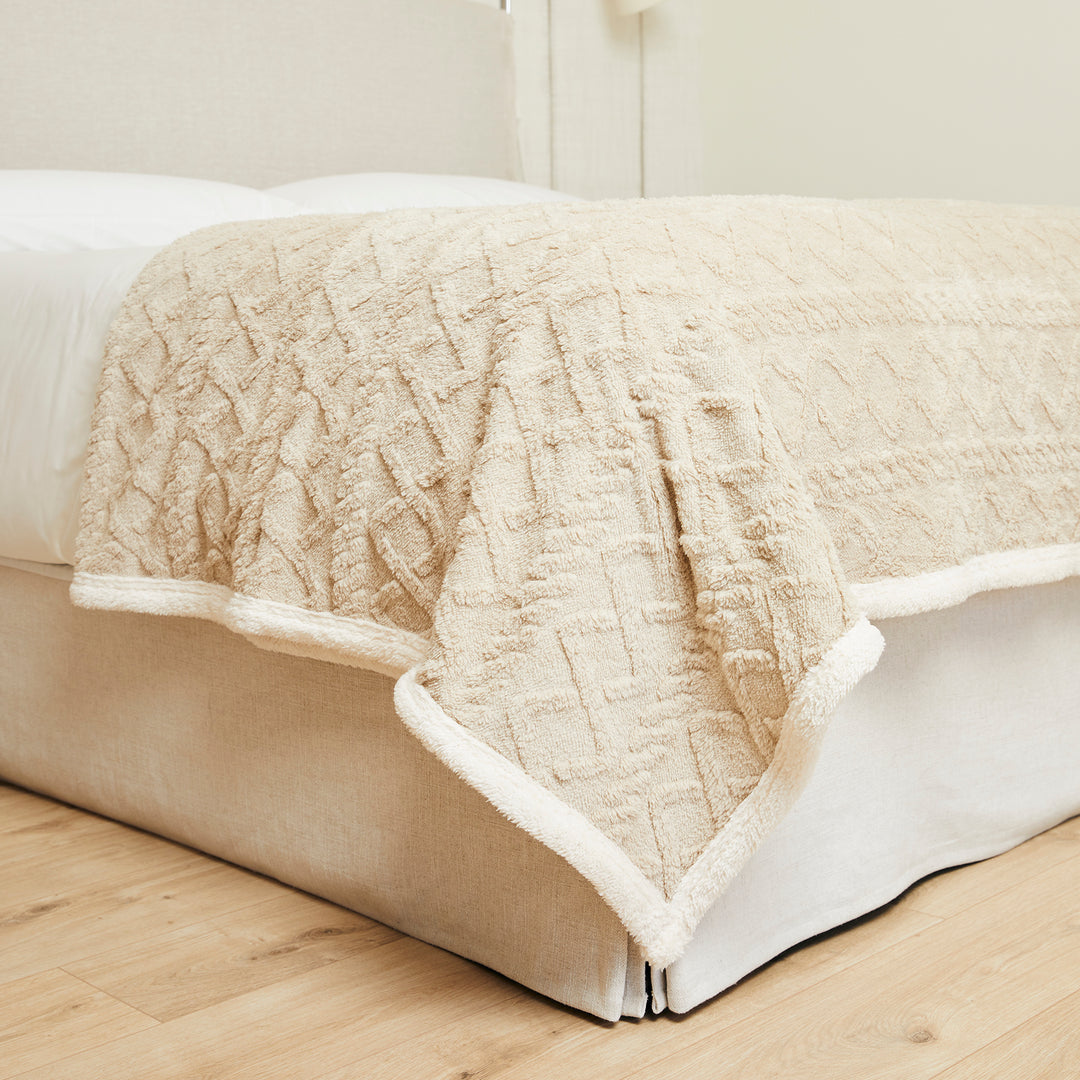 Manta Sherpa Jacquard Crema Queen