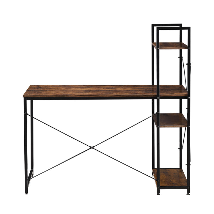 Escritorio Estilo Industrial con Estantería Lateral Desk 4 Caoba