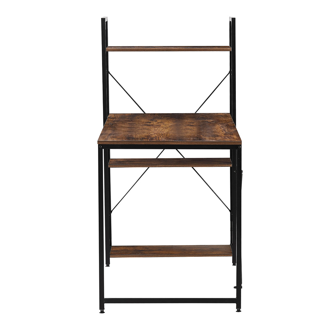 Escritorio Estilo Industrial con Estantería Lateral Desk 4 Caoba