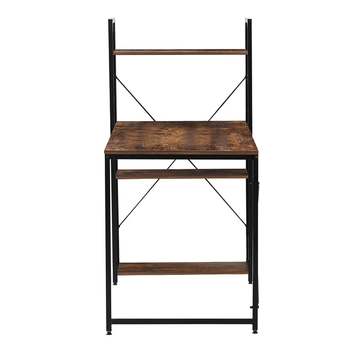 Escritorio Estilo Industrial con Estantería Lateral Desk 4 Caoba