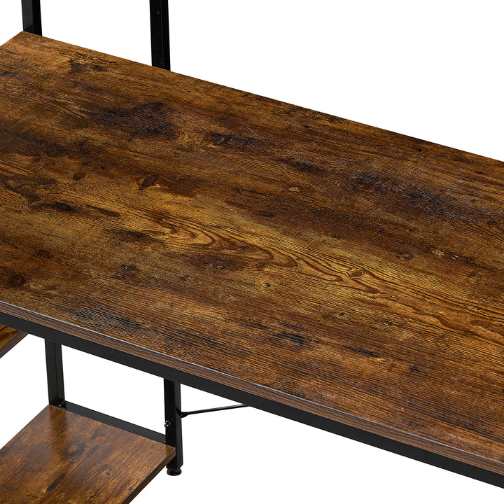 Escritorio Estilo Industrial con Estantería Lateral Desk 4 Caoba