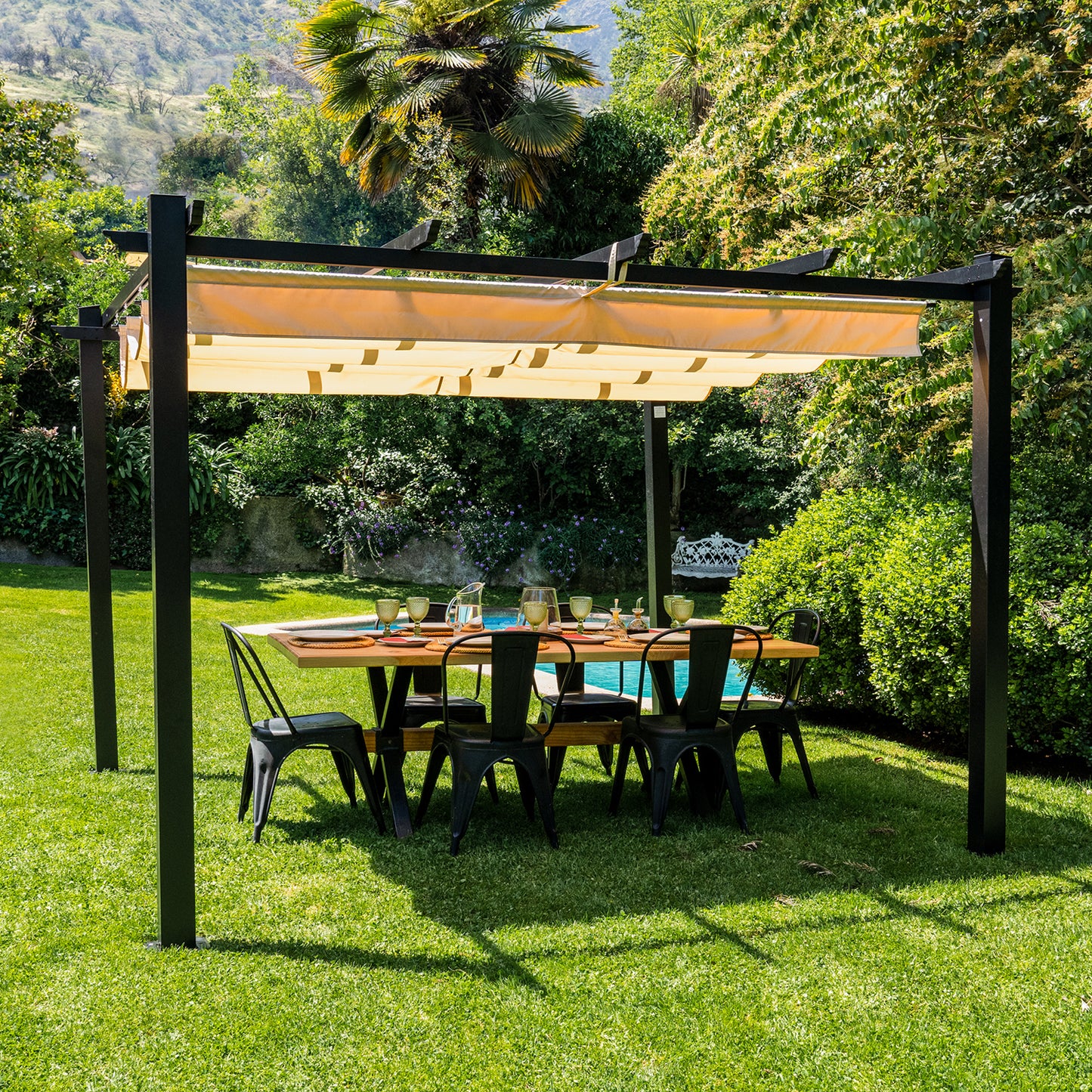 Pérgola White Shelter Retráctil 3x3 Mts