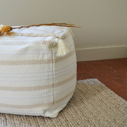 Pouf / Puff Cubo Alto Con Flecos Marroquí