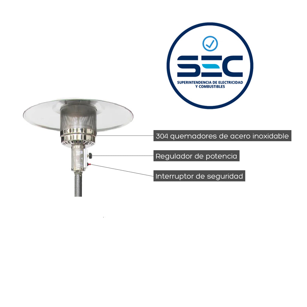 Estufa Calefactor Exterior Silver Pro Acero Inoxidable