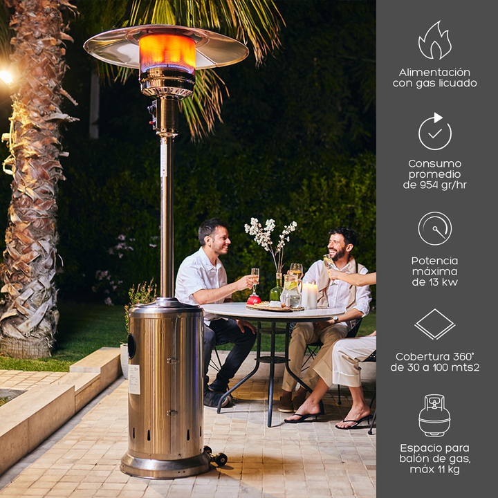 Estufa Calefactor Exterior Silver Pro Acero Inoxidable