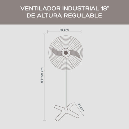 Ventilador Industrial 18" de Altura Regulable