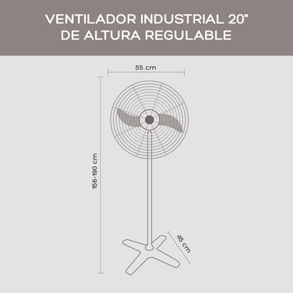 Ventilador Industrial 20" de Altura Regulable