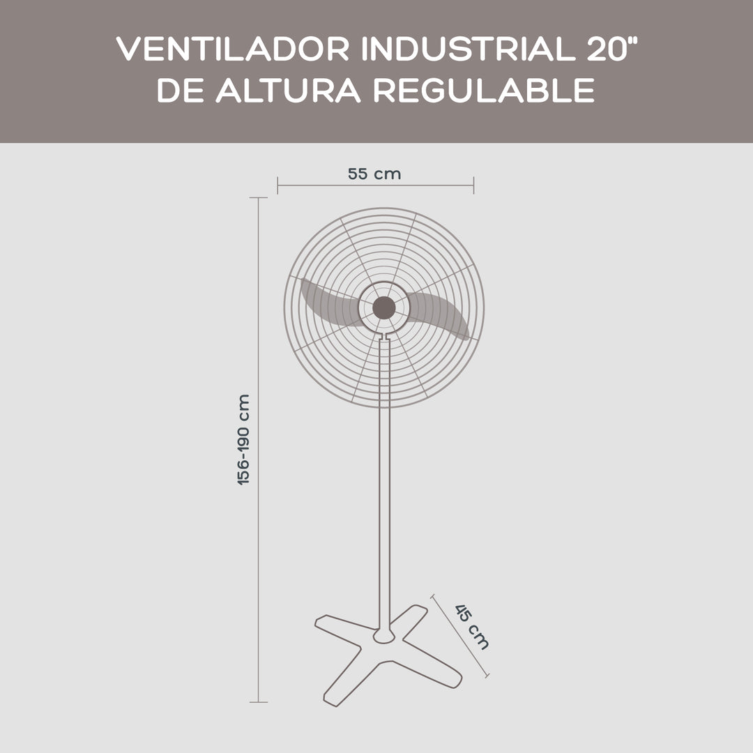 Ventilador Industrial 20" de Altura Regulable