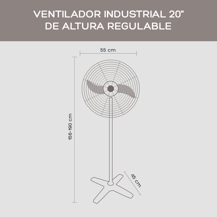 Ventilador Industrial 20" de Altura Regulable