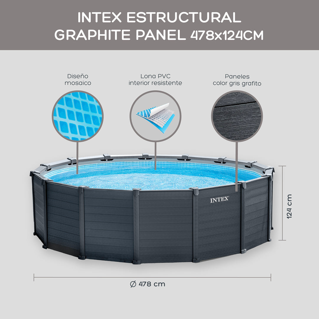 Piscina Estructural Graphite Panel 478 Cm
