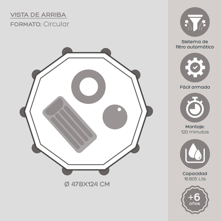 Piscina Estructural Graphite Panel 478 Cm