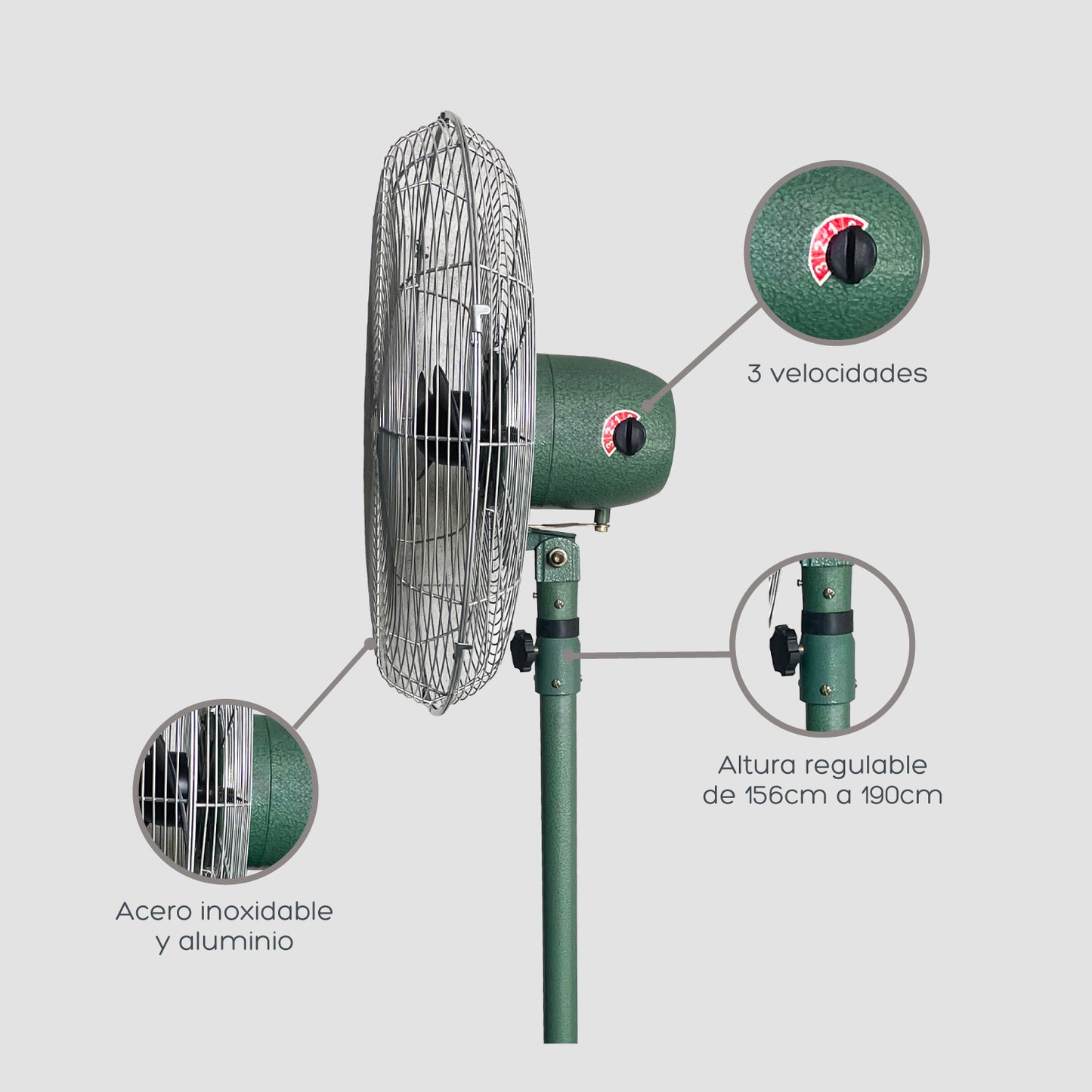Ventilador Industrial 20" de Altura Regulable
