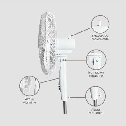 Ventilador de Pedestal Blanco 16"