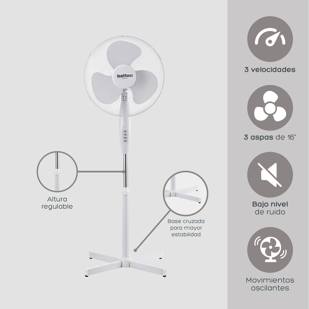 Ventilador de Pedestal Blanco 16"