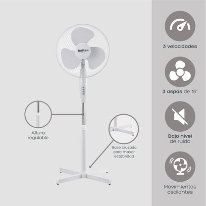 Ventilador de Pedestal Blanco 16"