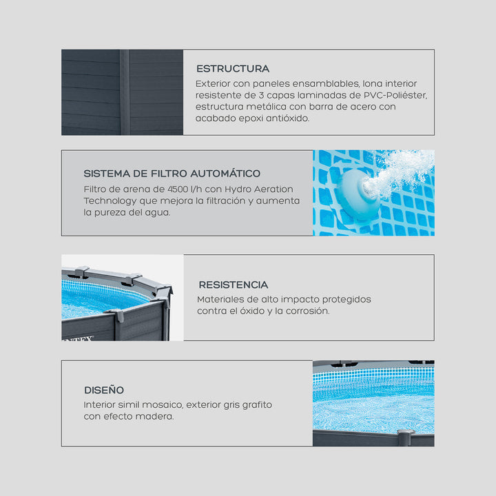 Piscina Estructural Graphite Panel 478 Cm