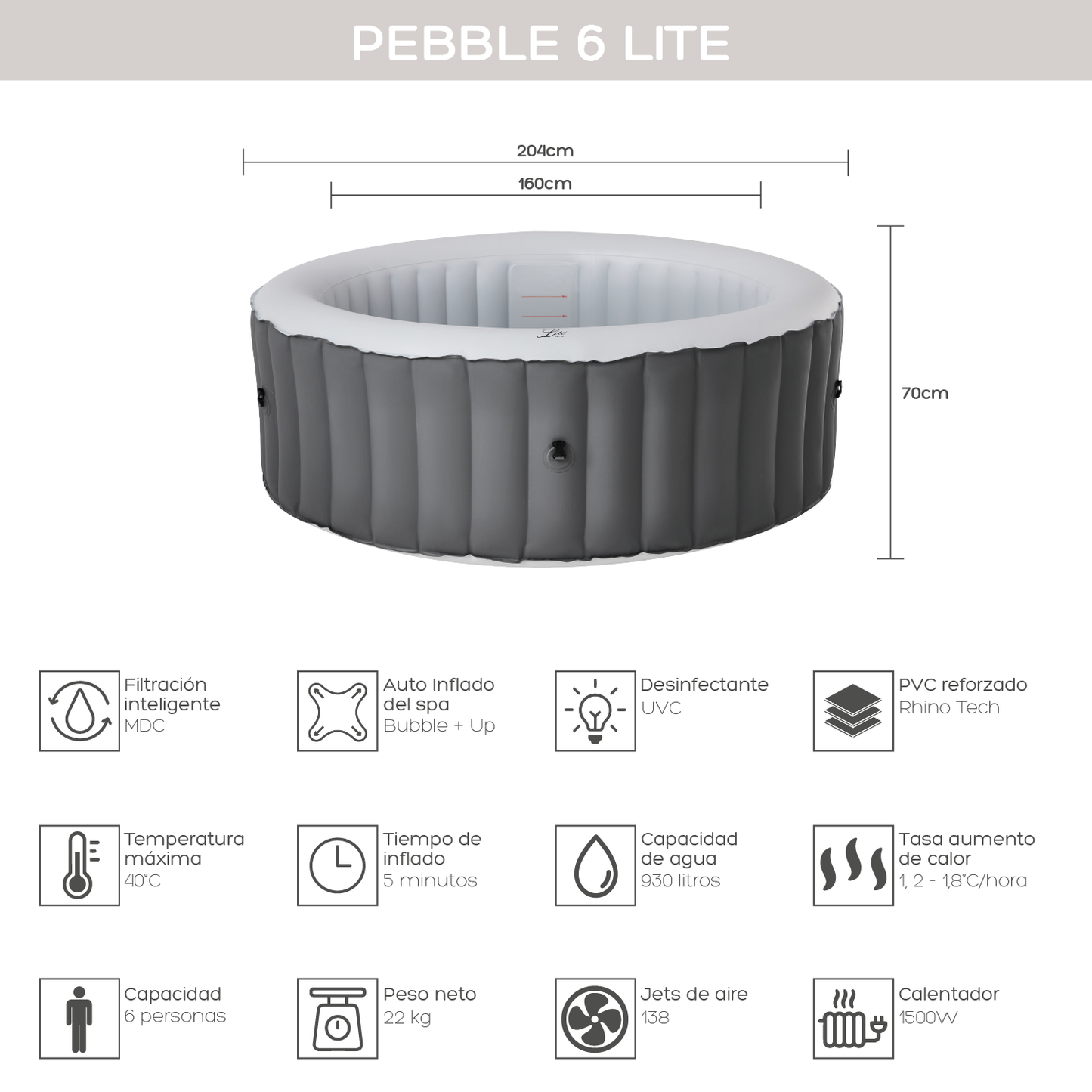 Hot Tub Pebble 6 Lite