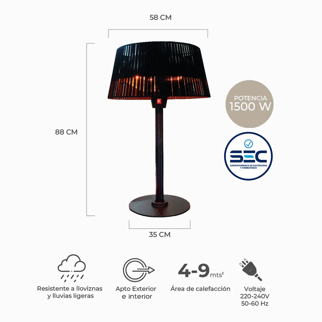 Estufa Eléctrica de Mesa Short Noir