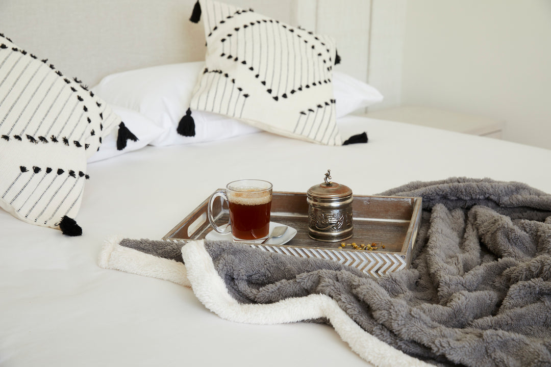 Manta Sherpa Jacquard Gris 1,5 Plaza