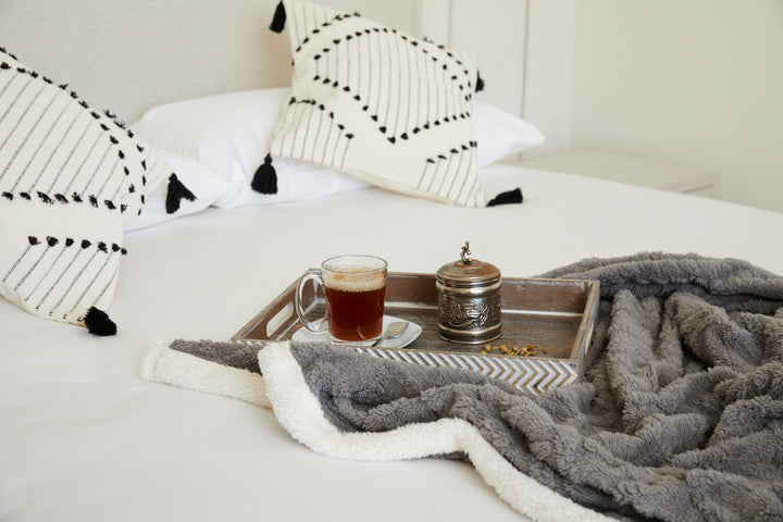 Manta Sherpa Jacquard Gris 1,5 Plaza