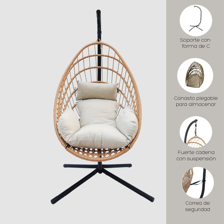 Silla Colgante de Mimbre Tulum