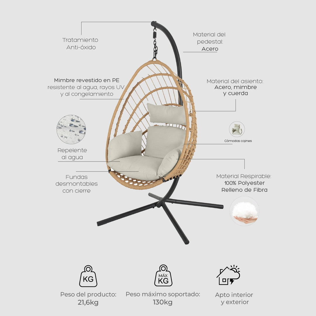 Silla Colgante de Mimbre Tulum