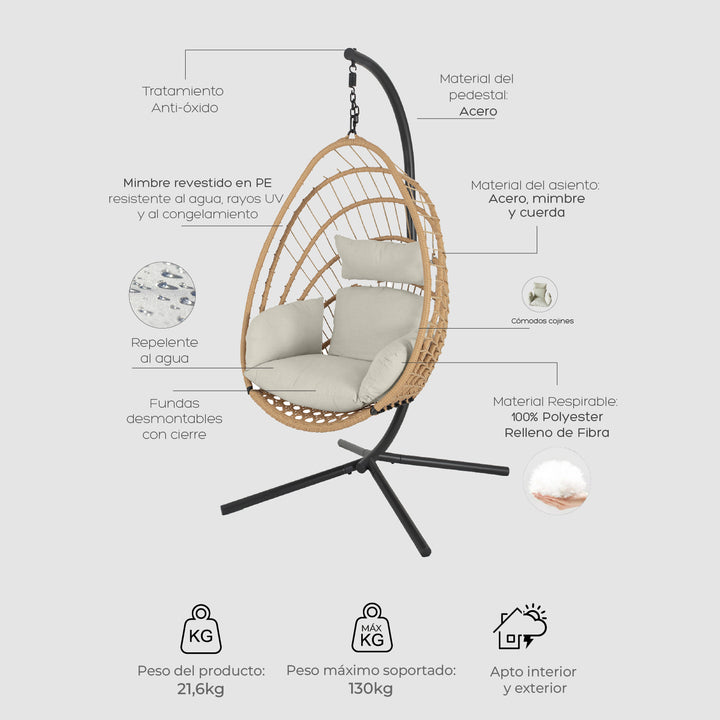 Silla Colgante de Mimbre Tulum