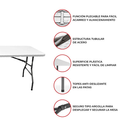 Mesa Plegable Multifuncional 180 Cm Totoralillo