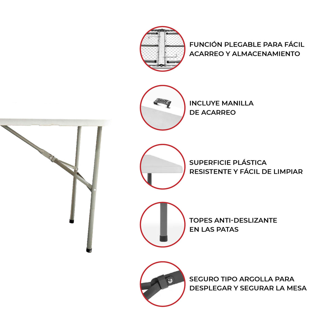 Combo Mesa Plegable 120 cm + Set de 4 Sillas