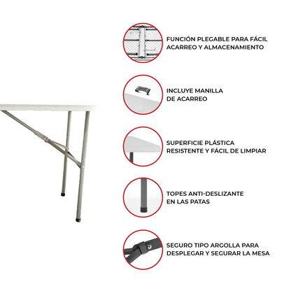 Combo Mesa Plegable 120 cm + Set de 4 Sillas