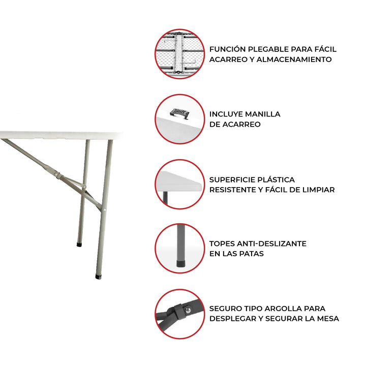 Combo Mesa Plegable 120 cm + Set de 4 Sillas